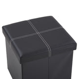 ZNTS FCH 38*38*38cm Glossy With LinesPVC MDF Foldable Storage Footstool Black 40581220