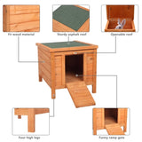 ZNTS 20" Wooden Waterproof Rabbit Hutch Pet Bunny Small Animal House Habitat Natural Wood Color 60195219