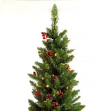 ZNTS 7.5ft Pre-Lit Artificial Christmas Tree with 1000 tips, 300 Lights, Pine Cones, Red Berriers, Metal 67505658