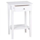 ZNTS Two-layer Bedside Table Coffee Table with Drawer White 99618998