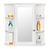 ZNTS 3-tier Single Door Mirror Indoor Bathroom Wall Mounted Cabinet Shelf White 79239339