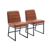 ZNTS Upholstered Leather Dining Chairs Set of 2 With Metal Legs, Mid Century Modern Leisure Chairs for W1439125946