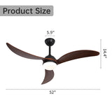 ZNTS 52 Inch Ceiling Fan with Lights and Smart Remote Control 6 Speed Quiet Reversible DC Motor for W934P156672