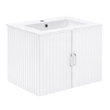 ZNTS 24" Floating Wall Mounted Bathroom Vanity with White Porcelain Sink and Soft Close Doors W1781108915