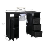 ZNTS MDF Double Cabinet 3 Drawers 1 Door With Fan Manicure Table Black 33888611