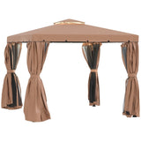 ZNTS 10' x 10' Patio Gazebo, Outdoor Gazebo Canopy Shelter with Double Vented Roof, Netting and Curtains, W2225142549
