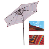 ZNTS Outdoor Patio 8.7-Feet Market Table Umbrella with Push Button Tilt and Crank, Red Stripes With 24 W41933613