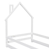 ZNTS Twin Size Wood bed with House-shaped Headboard Floor bed with Fences,White W504102759