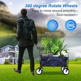 ZNTS YSSOA Rolling Collapsible Garden Cart Camping Wagon, with 360 Degree Swivel Wheels & Adjustable W113446712