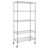 ZNTS 5-Tier NSF-Certified Steel Wire Shelving with Wheels Chrome 74365237
