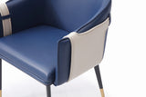 ZNTS Modrest Calder Blue & Beige Bonded Leather Dining Chair B04961426