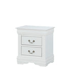 ZNTS 1pc White Finish Two Drawers Louis Philip Nightstand Solid Wood Contemporary & Simple Style B01181968