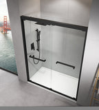 ZNTS 60 in. W x 76 in. HSliding Framed Shower Door in Black Finish with Clear Glass W127253517