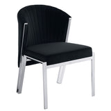 ZNTS ACME Fallon Side Chair , Black Velvet & Mirrored Silver Finish DN01955