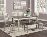 ZNTS Dining Room Furniture 1pc Dining Table Only Dual Tone Design Antique White / Gray Solid wood Table B011108522
