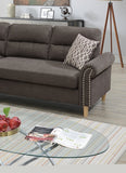 ZNTS Tan Color Polyfiber Reversible Sectional Sofa Set Chaise Pillows Plush Cushion Couch Nailheads HS00F6448-ID-AHD