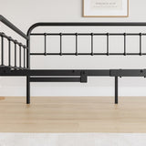 ZNTS Twin Size Metal Daybed Frame with Trundle, Heavy Duty Steel Slat Support Sofa Bed Platform with W840103518