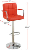 ZNTS Contemporary Style Red Faux Leather Bar Stool Counter Height Chairs Set of 2 Adjustable Height HS00F1558-ID-AHD