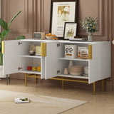 ZNTS TREXM Modern Elegant 4-door Sideboard Gold Metal Handle Buffet Cabinet for Dining Room, Living Room, WF304382AAK