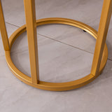 ZNTS Modern C-shaped end/side table,Golden metal frame with round marble color top-15.75" 52272961