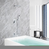 ZNTS Rainfall 10 inch System Bathroom Luxury Rain Mixer Silver Combo Set Wall Mounted D93103CP