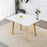 ZNTS White sintered stone tabletop with rubber wooden legs, foldable computer desk, foldable office desk, W1151P145183