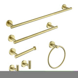 ZNTS 6-Pieces Brushed Gold Bathroom Hardware Set SUS304 Stainless Steel Round Wall Mounted Includes Hand TH-GJ08BG