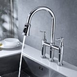 ZNTS Bridge Kitchen Faucet with Pull-Down Sprayhead in Spot THSP002CH