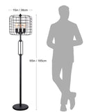 ZNTS 65"H BLACK INDUSTRIAL WIRE CAGE FLOOR LAMP W/ EDISON BULB B080107042