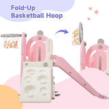 ZNTS Toddler Slide and Swing Set 5 in 1, Kids Playground Climber Slide Playset with Basketball Hoop PP297714AAH