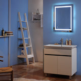 ZNTS 32"x 32" Square Built-in Light Strip Touch LED Bathroom Mirror Silver 95839895