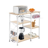 ZNTS 3-Tier Kitchen Baker's Rack Utility Microwave Oven Stand Storage Cart Workstation Shelf White Oak 16779105