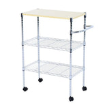 ZNTS 3-Tier Rolling Kitchen Trolley Cart Steel Island Storage Utility Service Dining 15773870