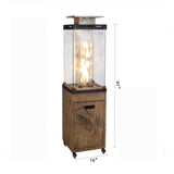 ZNTS New Product Faux Woodgrain Tempered Glass Outdoor Propane Gas Fire Heater W2029120093