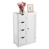 ZNTS Single Door Bathroom Storage Cabinet with 4 Drawers White 80099521