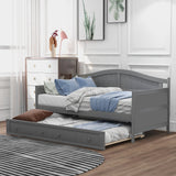 ZNTS Twin Wooden Daybed with Trundle Bed, Sofa Bed for Bedroom Living Room, Gray WF192861AAE