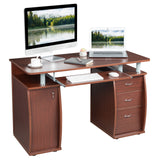 ZNTS FCH 115* 55*74cm 15mm MDF Portable 1pc Door with 3pcs Drawers Computer Desk Coffee Color 28296634