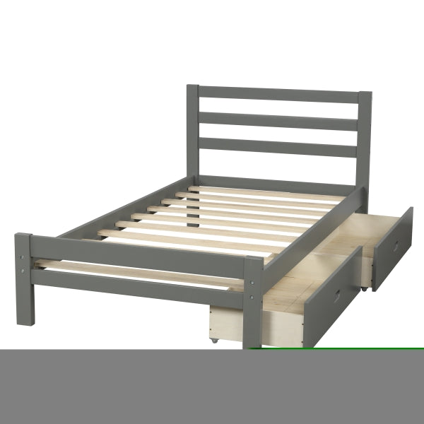 ZNTS Wood platform bed with two drawers, twin WF192971AAE