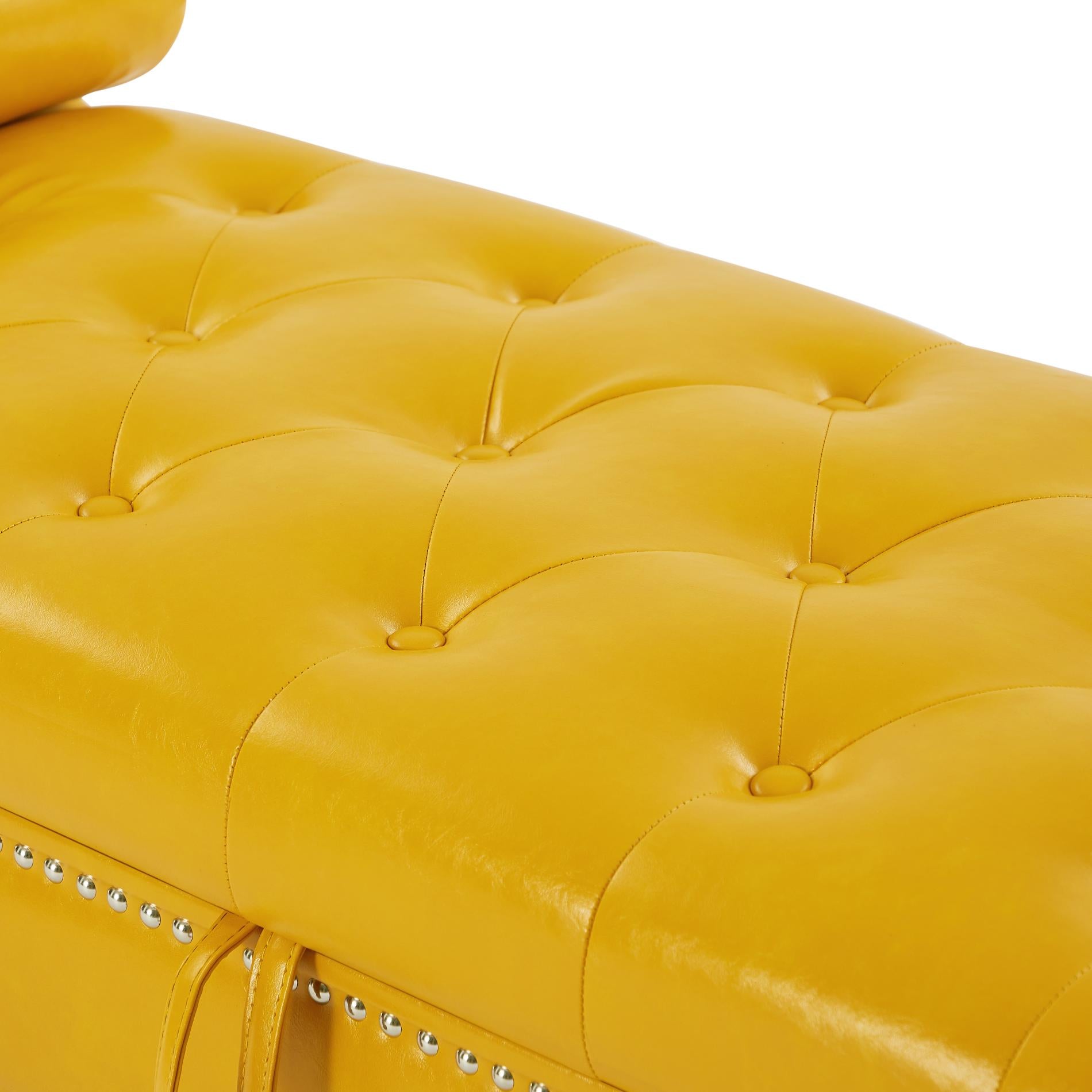 ZNTS Yellow, PU Leather, Metal Feet Upholstered Ottoman Bedroom Lounge Ottoman Flip Top Storage Sofa 74324756