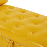 ZNTS Yellow, PU Leather, Metal Feet Upholstered Ottoman Bedroom Lounge Ottoman Flip Top Storage Sofa 74324756