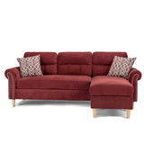 ZNTS Paparika Red Color Polyfiber Reversible Sectional Sofa Set Chaise Pillows Plush Cushion Couch HS00F6449-ID-AHD