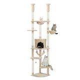 ZNTS Floor to Ceiling Cat Tree Height Adjustable Cat Tower Tall Kitty Climbing Play House with Scratching 64840123