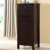 ZNTS Transitional Espresso Compact Design 5-Drawer Chest Bedroom / Small Living Space Chest of drawers B011P163369