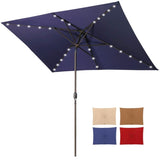 ZNTS Adjustable Tilt Led Lights Blue Rectangular Patio Large Umbrella For Beach Outside Outdoor W1828P147962