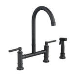 ZNTS Double Handle Bridge Kitchen Faucet with Side Spray W122566144