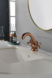 ZNTS Rose Gold Bathroom Sink Faucet 2 Single Hole Vanity Vessel Sink Basin Cold and Hot Water Deck B-80199-RJ