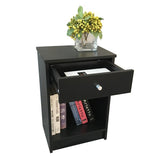 ZNTS 40 x 30 x 60cm Round Handle Night Stand with One Drawer Black 55817227