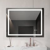 ZNTS 36x28 Inch LED Lighted Makeup Mirror For Bathroom Vanity With Touch Bottom For Color Temperature, TH-904DH