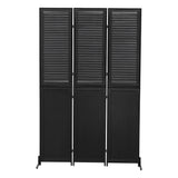 ZNTS 3 Panel Room Divider 6Ft Wood Folding Privacy Screen Black Room Separator Free Standing Wall W1757122143