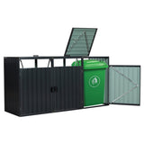ZNTS Garbage Bin Shed Stores 3 Trash Cans Metal Outdoor Bin Shed for Garbage Storage,Stainless Galvanized W540120221